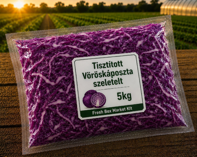 Tisztított Vöröskáposzta szeletelt 5KG