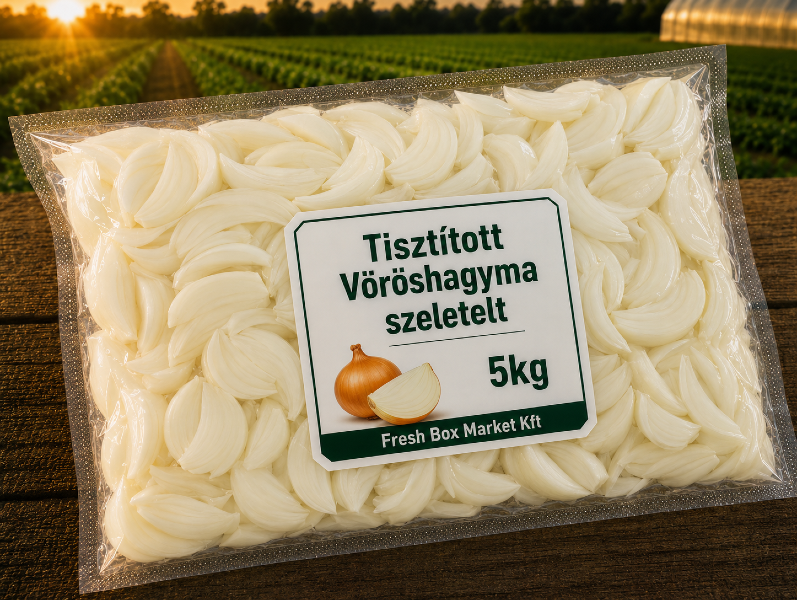 Tisztított Vöröshagyma szeletelt 5KG