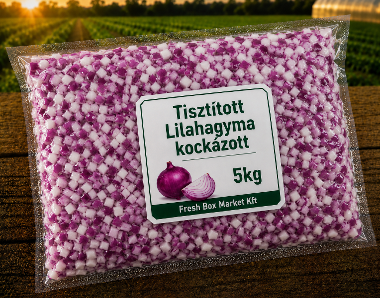 Tisztított Lilahagyma kockázott 5KG