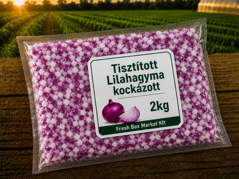 Tisztított Lilahagyma kockázott 2KG