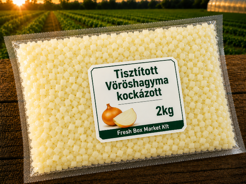 Tisztított Vöröshagyma kockázott 2KG