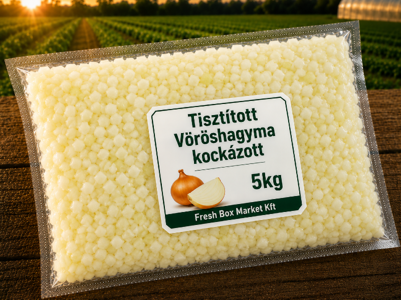 Tisztított Vöröshagyma kockázott 5KG